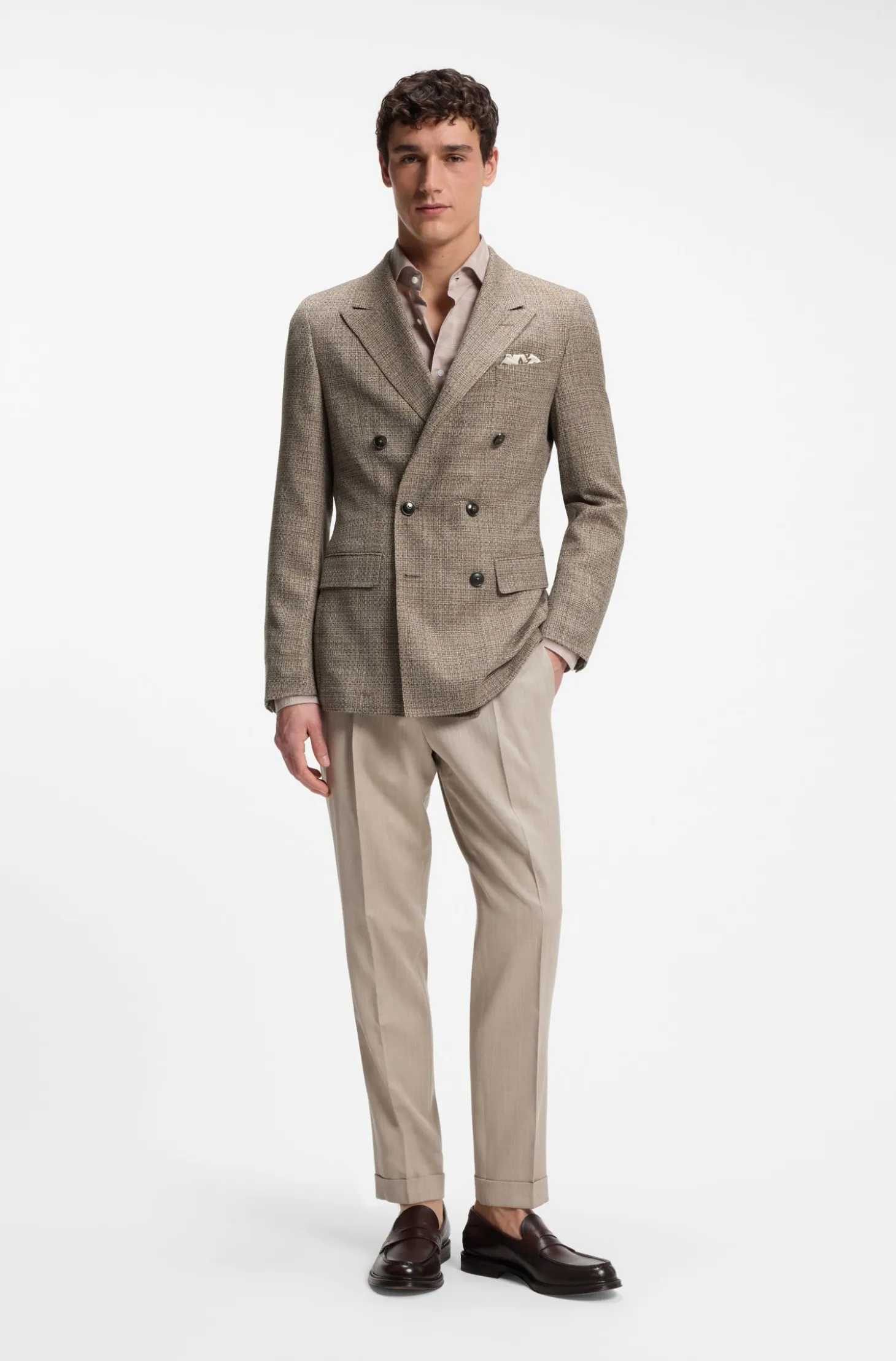 Regular-Fit Blazer aus Seide und Schurwolle