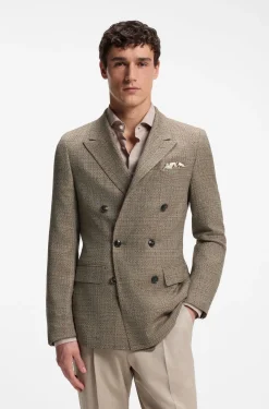 Regular-Fit Blazer aus Seide und Schurwolle