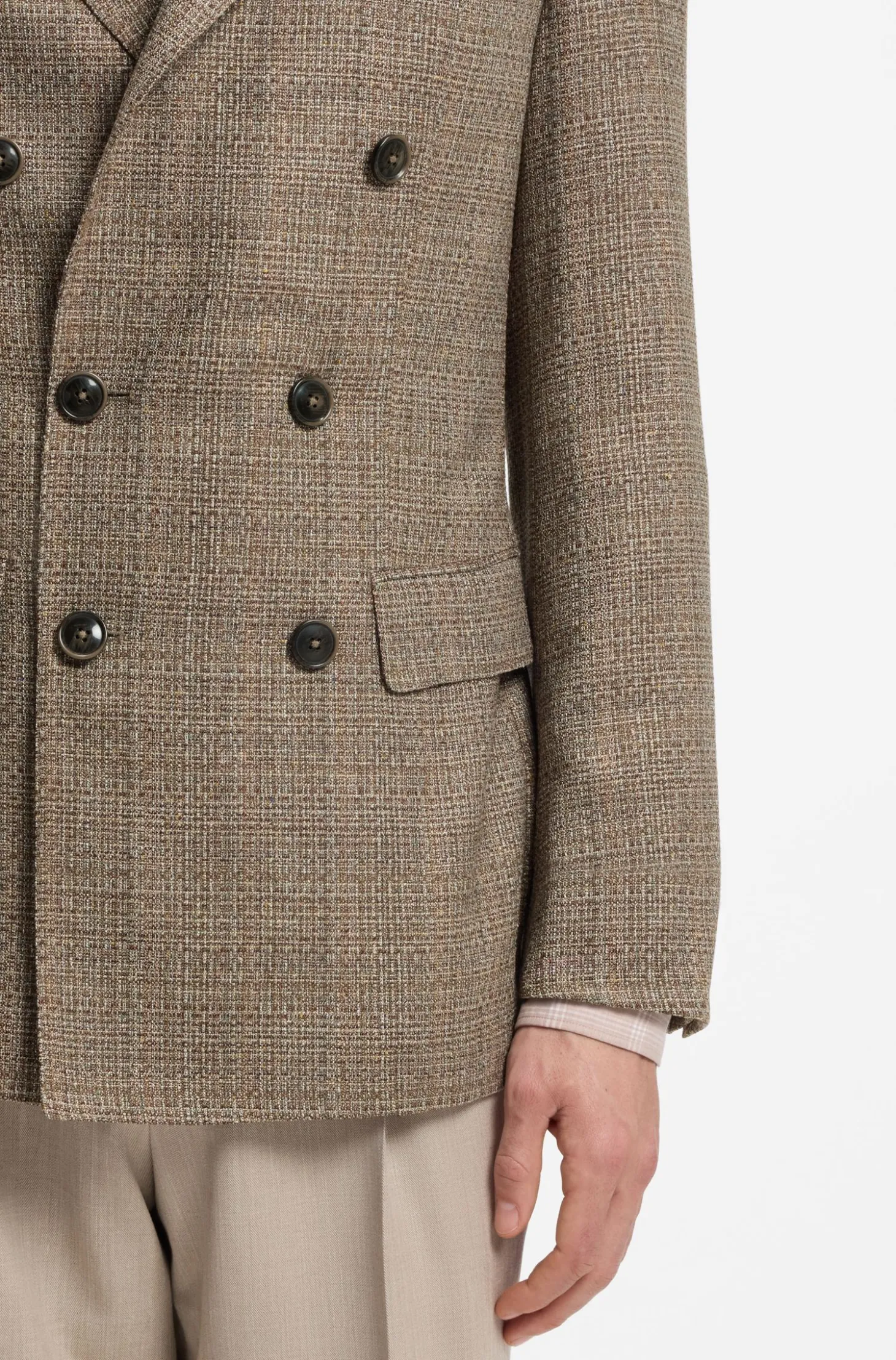 Regular-Fit Blazer aus Seide und Schurwolle