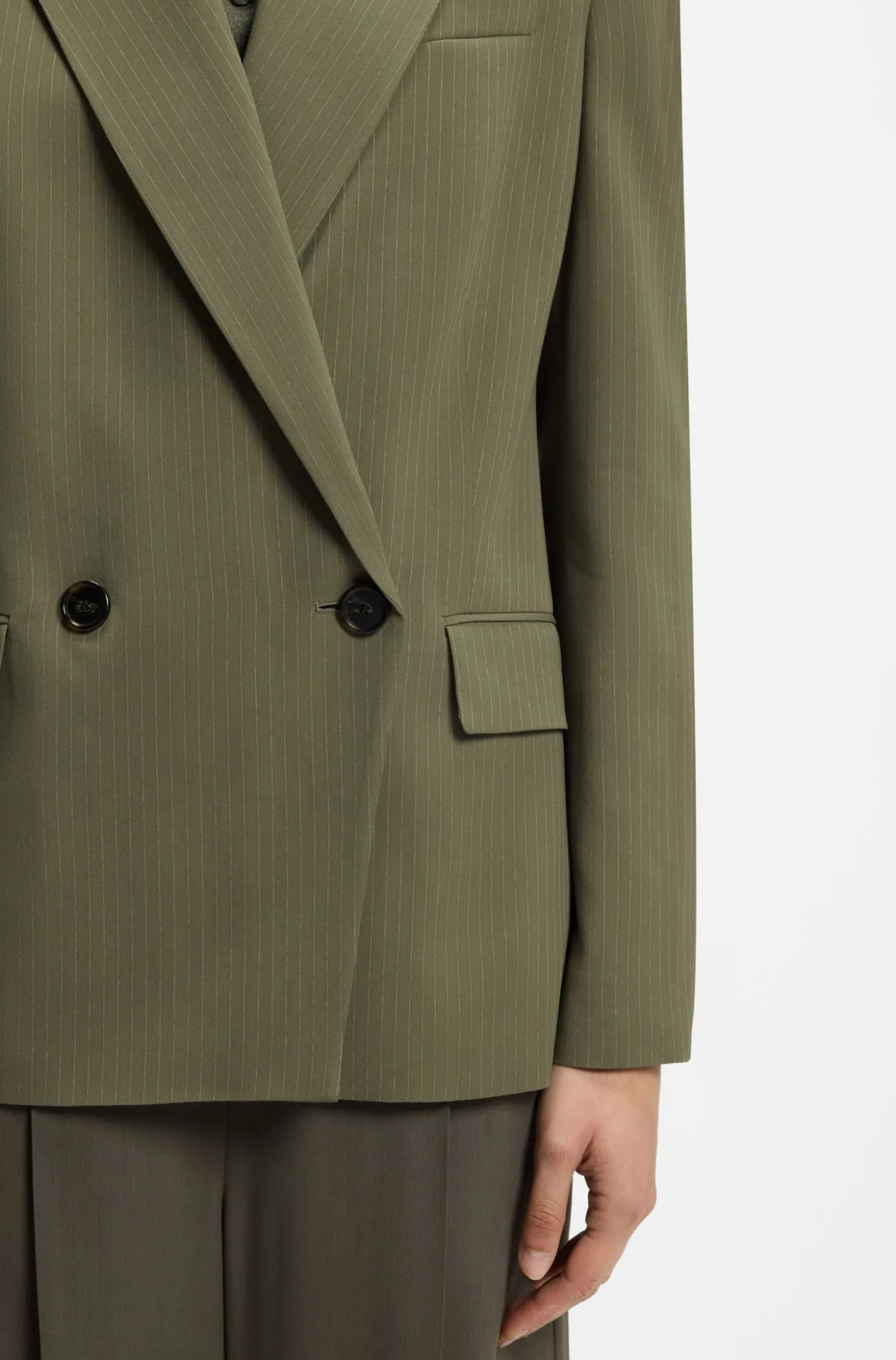Regular-Fit Blazer aus Stretch-Krepp mit Nadelstreifen