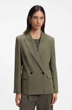 Regular-Fit Blazer aus Stretch-Krepp mit Nadelstreifen