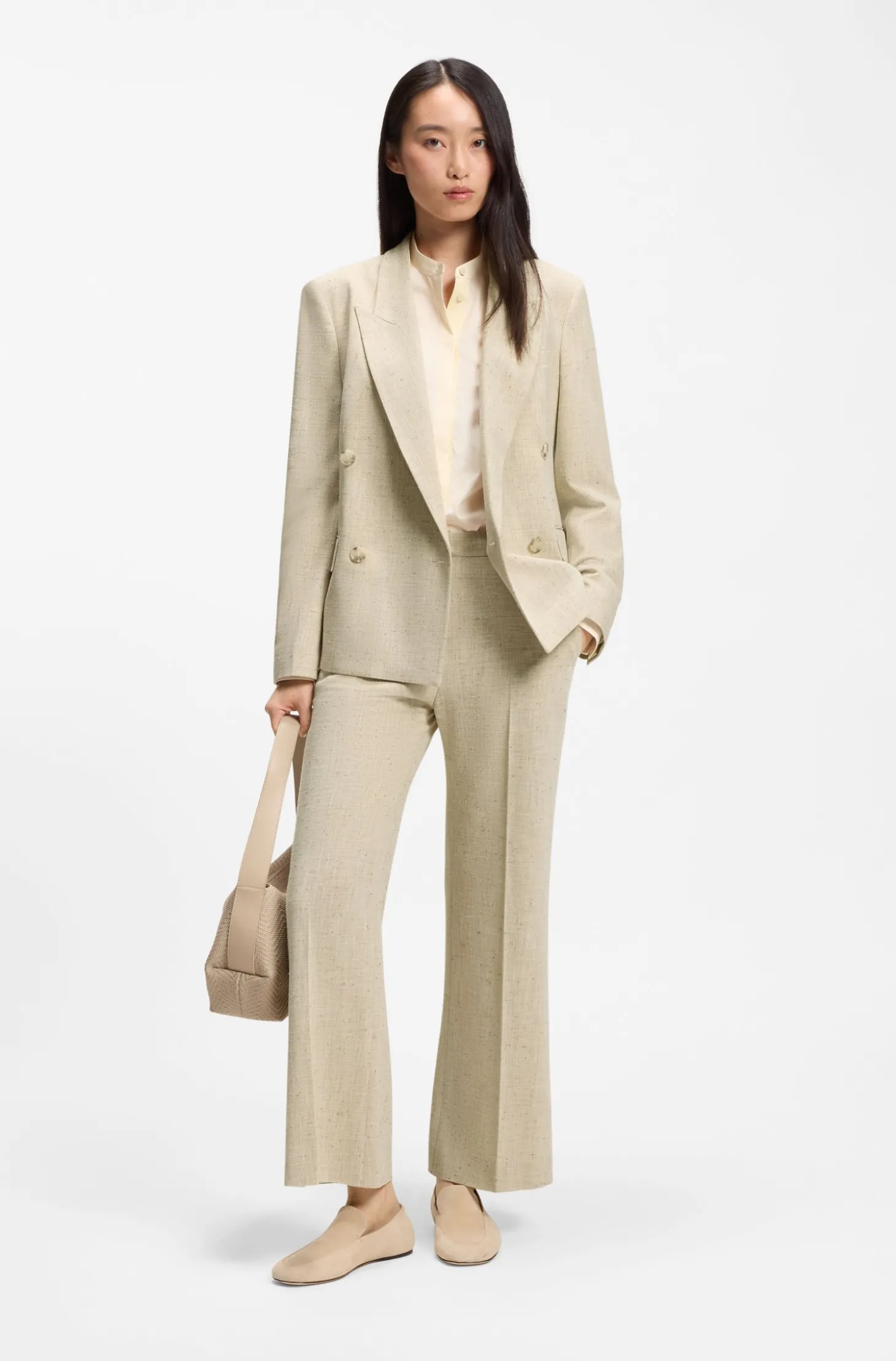 Regular-Fit Blazer aus strukturiertem Slub-Gewebe
