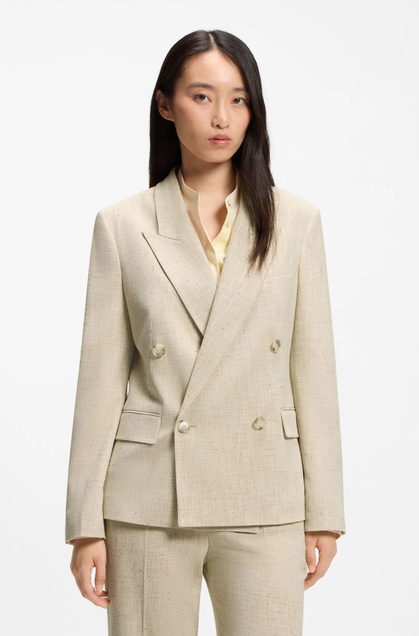 Regular-Fit Blazer aus strukturiertem Slub-Gewebe