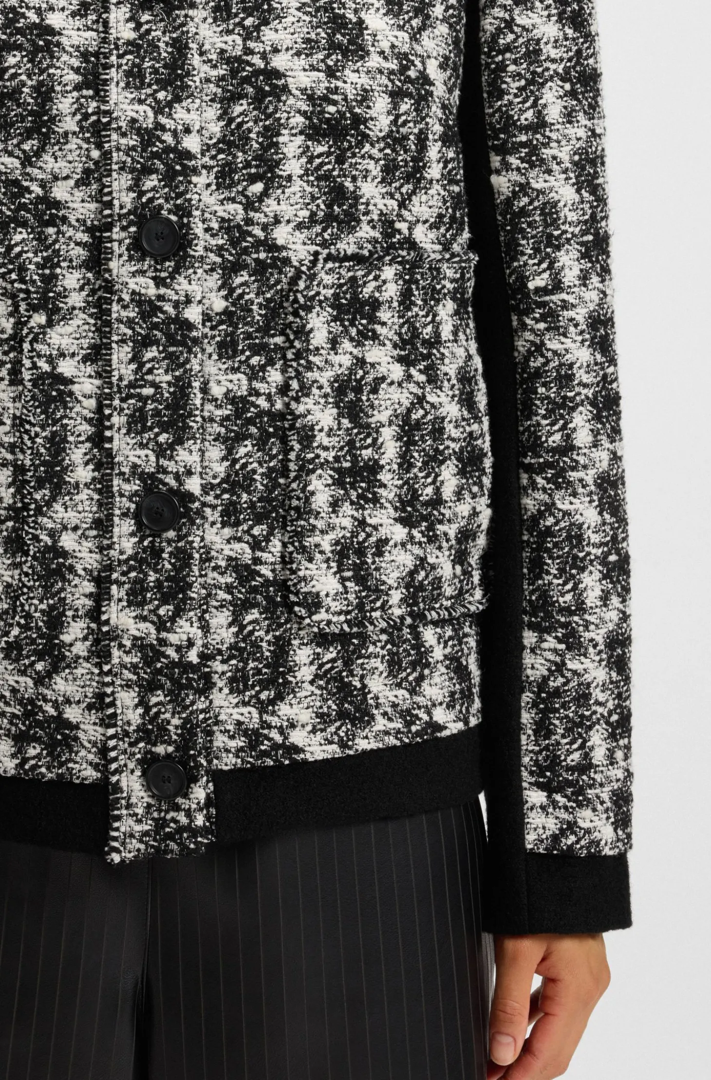 Regular-Fit Blazer aus Tweed mit Feder-Muster