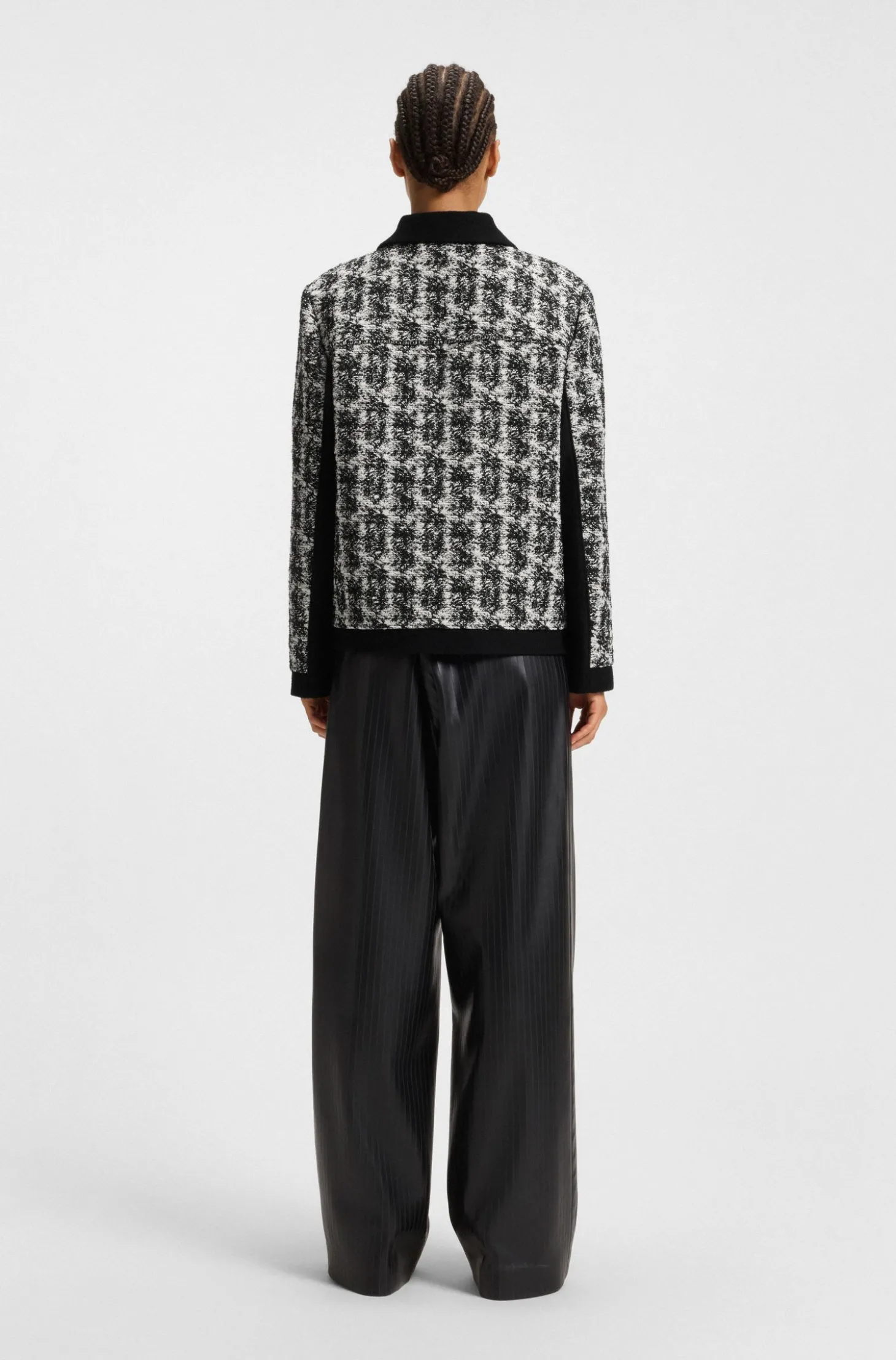 Regular-Fit Blazer aus Tweed mit Feder-Muster