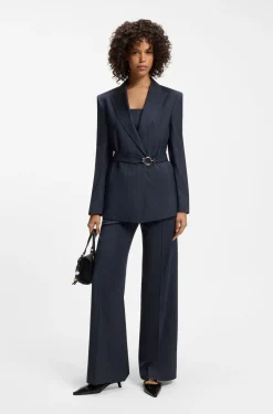 Regular-Fit Blazer mit Gürtel mit Schließe
