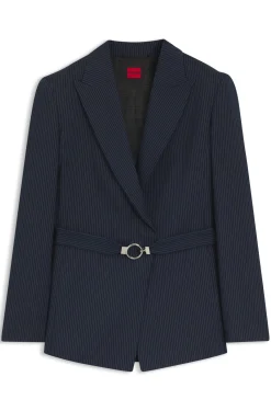 Regular-Fit Blazer mit Gürtel mit Schließe