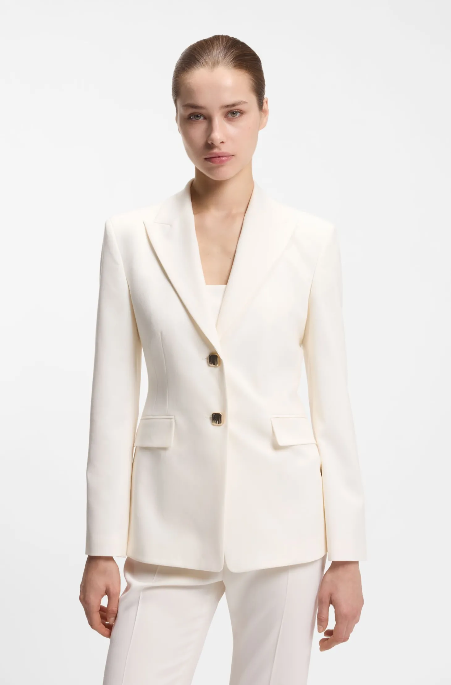 Regular-Fit Blazer mit Knöpfen in Goldoptik