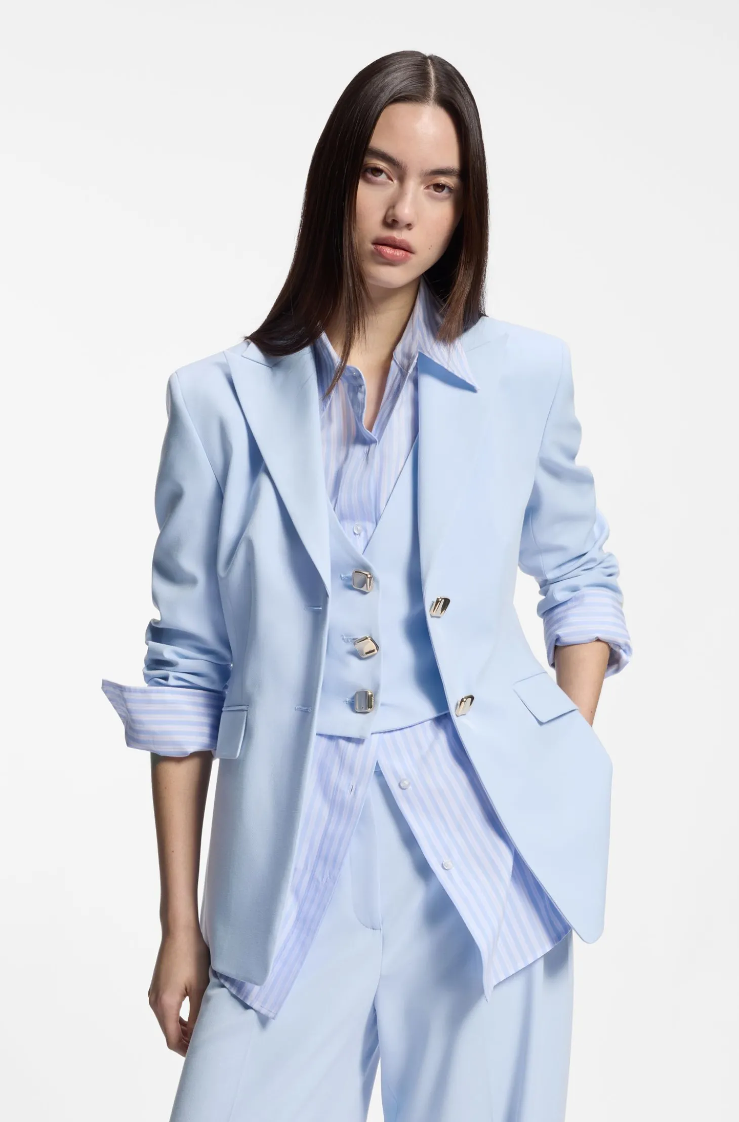 Regular-Fit Blazer mit Knöpfen in Goldoptik