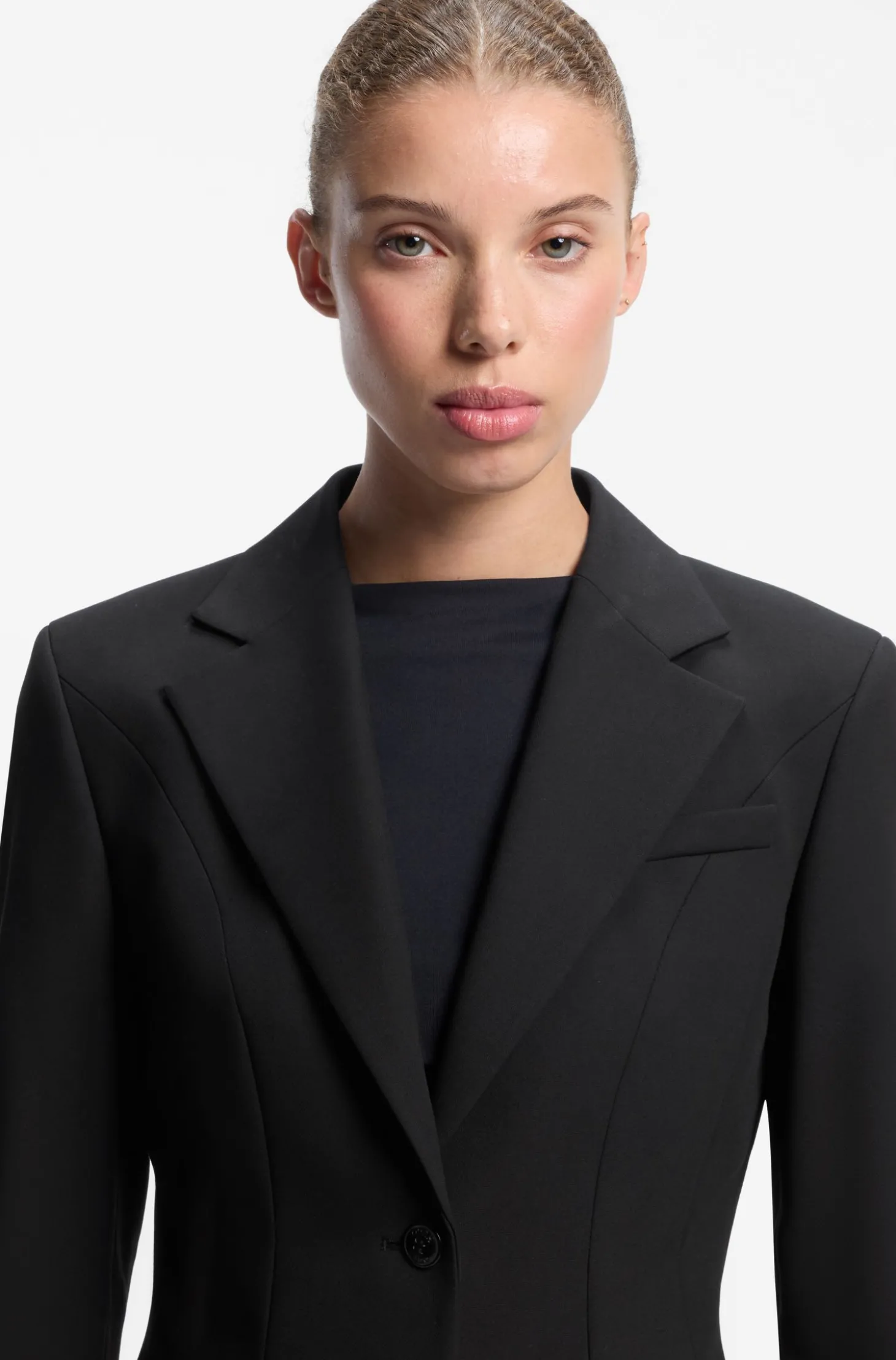 Regular-Fit Blazer mit plissiertem Schößchensaum
