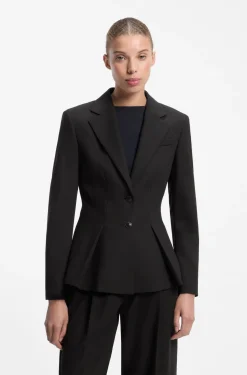 Regular-Fit Blazer mit plissiertem Schößchensaum