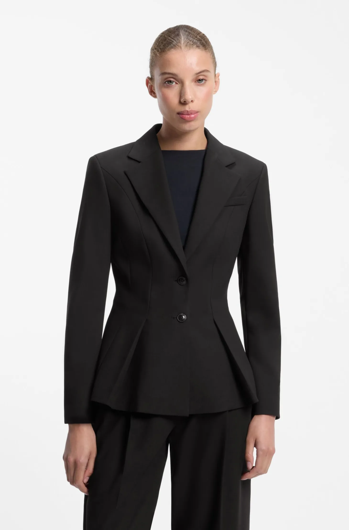 Regular-Fit Blazer mit plissiertem Schößchensaum