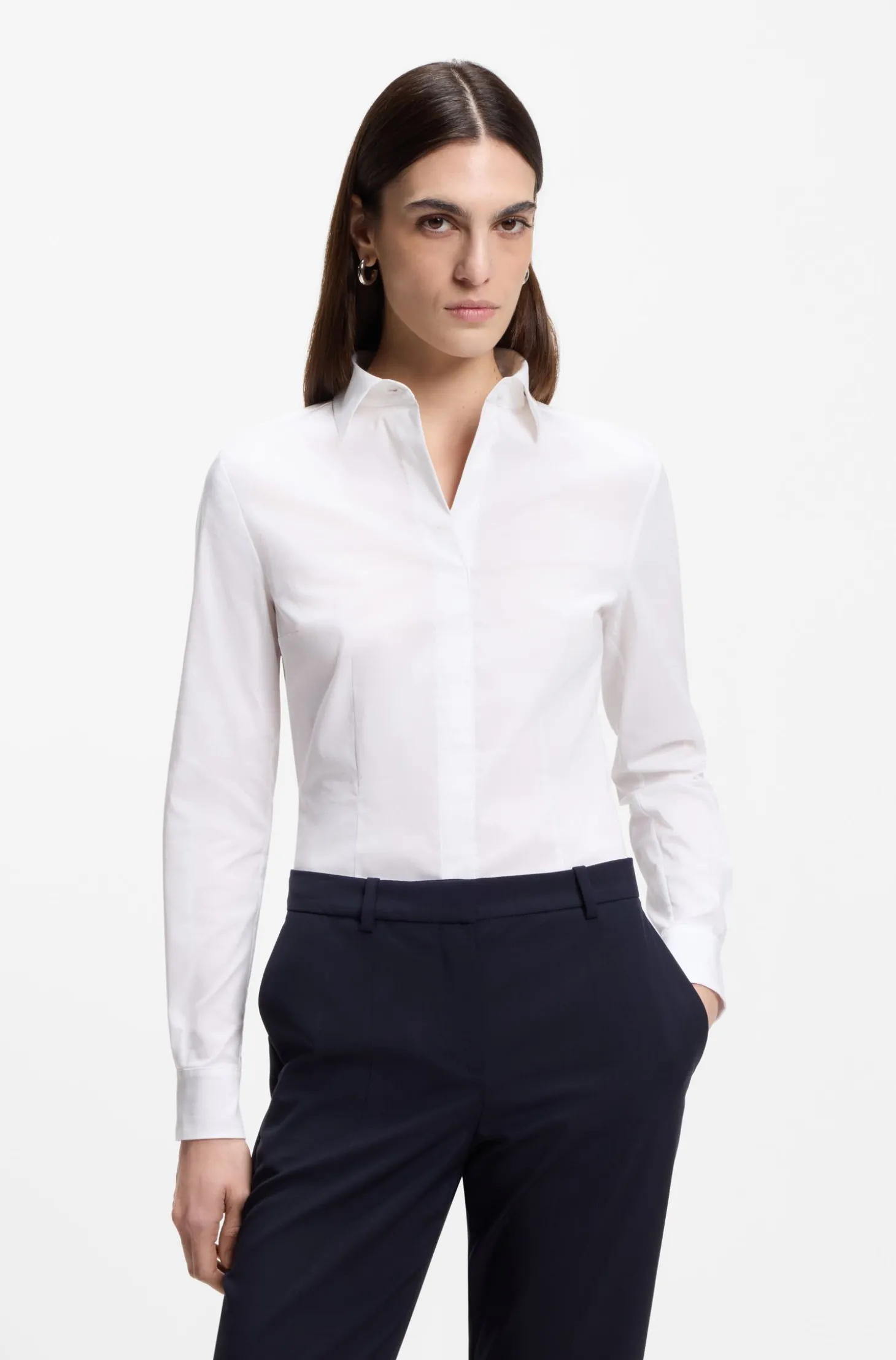 Regular-Fit Bluse aus Baumwoll-Mix