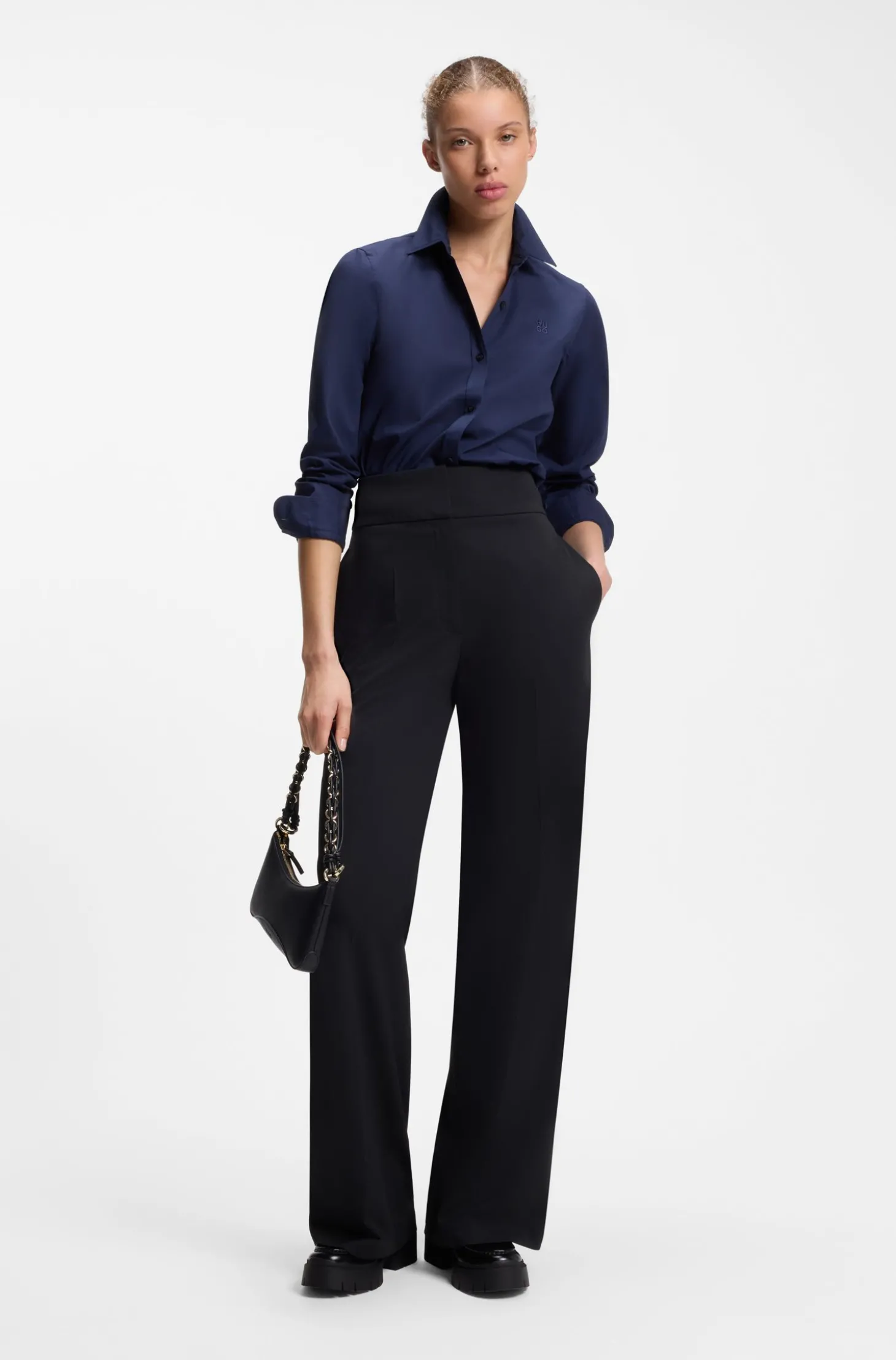Regular-Fit Bluse aus Baumwoll-Popeline