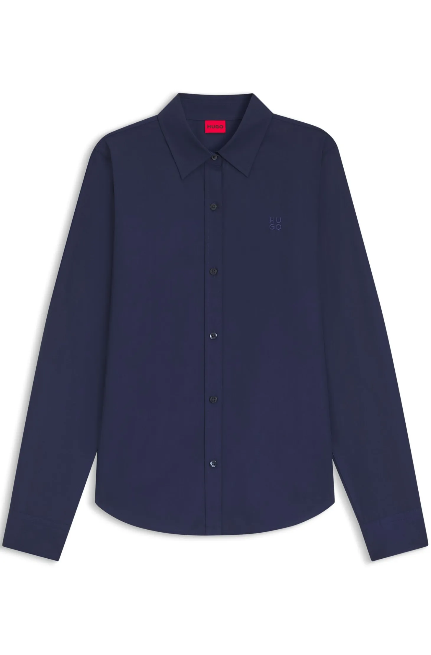 Regular-Fit Bluse aus Baumwoll-Popeline