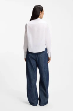 Regular-Fit Bluse aus Baumwoll-Popeline mit verdeckter Knopfleiste
