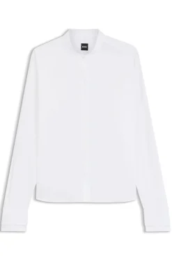 Regular-Fit Bluse aus Baumwoll-Popeline mit verdeckter Knopfleiste