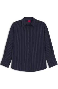 Regular-Fit Bluse aus Baumwoll-Popeline mit Nadelstreifen