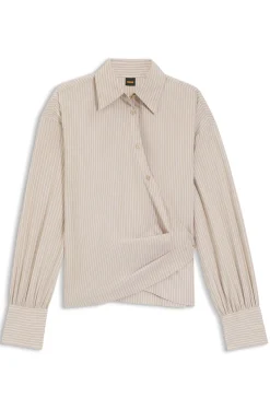 Regular-Fit Bluse aus gestreiftem Baumwoll-Canvas