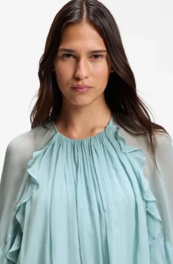 Regular-Fit Bluse aus leichtem Creponne