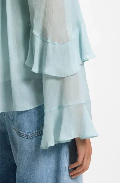 Regular-Fit Bluse aus leichtem Creponne