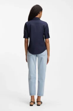 Regular-Fit Bluse aus leichtem Baumwoll-Canvas