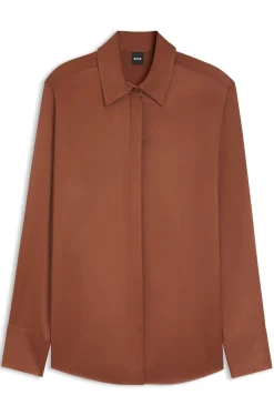 Regular-Fit Bluse aus softem, glänzendem Gewebe