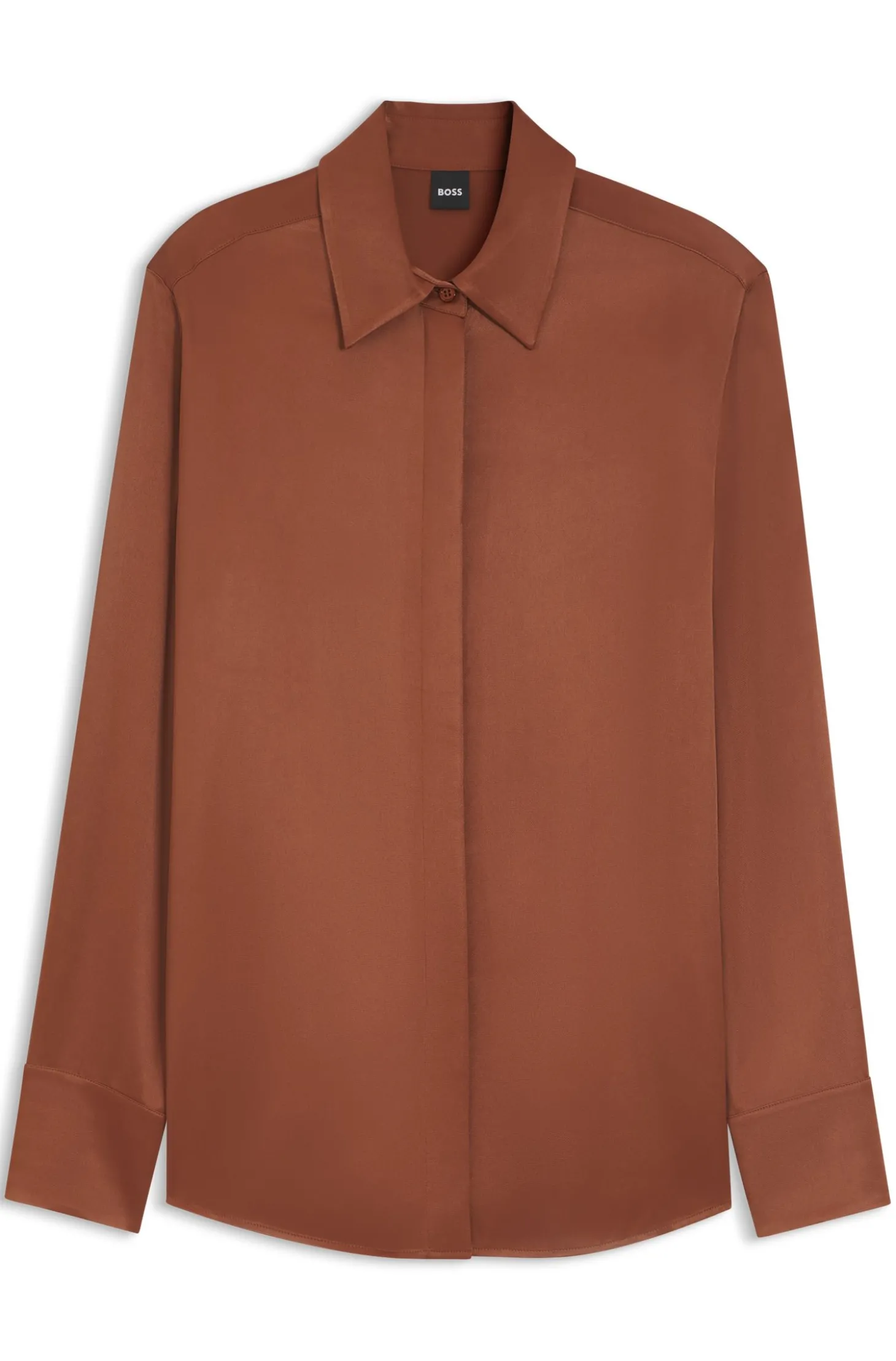 Regular-Fit Bluse aus softem, glänzendem Gewebe