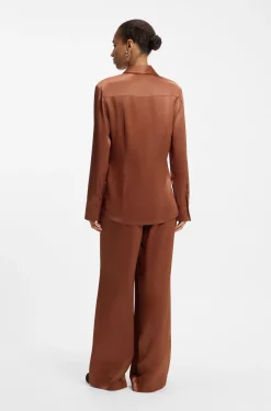 Regular-Fit Bluse aus softem, glänzendem Gewebe