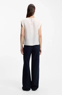 Regular-Fit Bluse mit Schlüsselloch-Detail auf der Rückseite