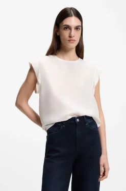 Regular-Fit Bluse mit Schlüsselloch-Detail auf der Rückseite