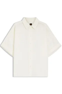 Regular-Fit Bluse mit umgeschlagenen Ärmelbündchen