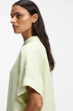 Regular-Fit Bluse mit umgeschlagenen Ärmelbündchen