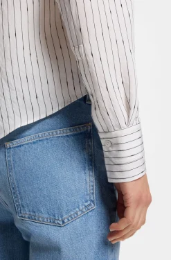 Regular-Fit Bluse mit unregelmäßigen Streifen