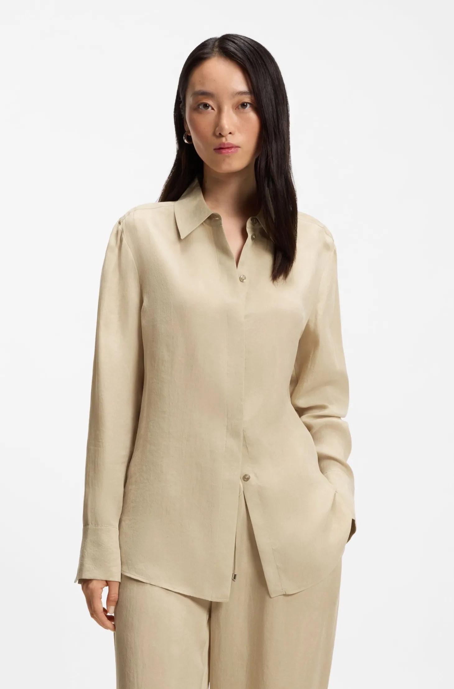 Regular-Fit Bluse mit verdecktem Verschluss