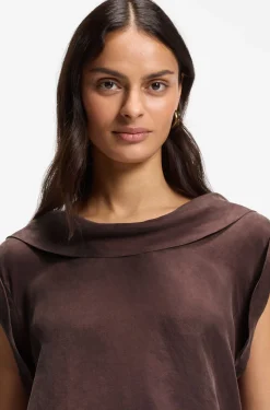 Regular-Fit Bluse mit Wasserfall-Kragen