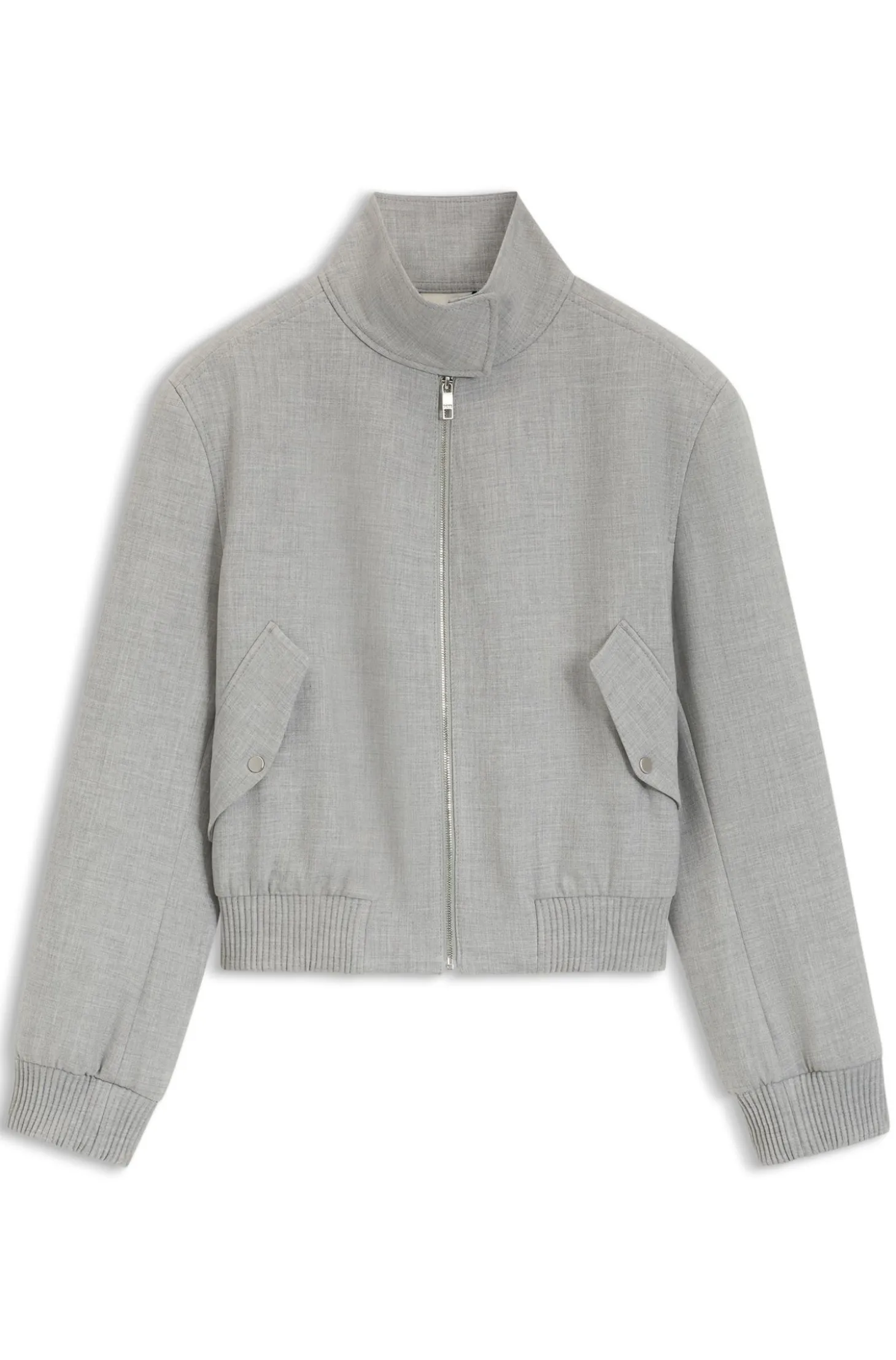 Regular-Fit Bomberjacke aus meliertem Stretch-Twill