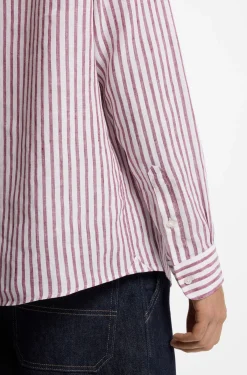 Regular-Fit Button-Down-Hemd aus Leinen mit Streifen-Dessin