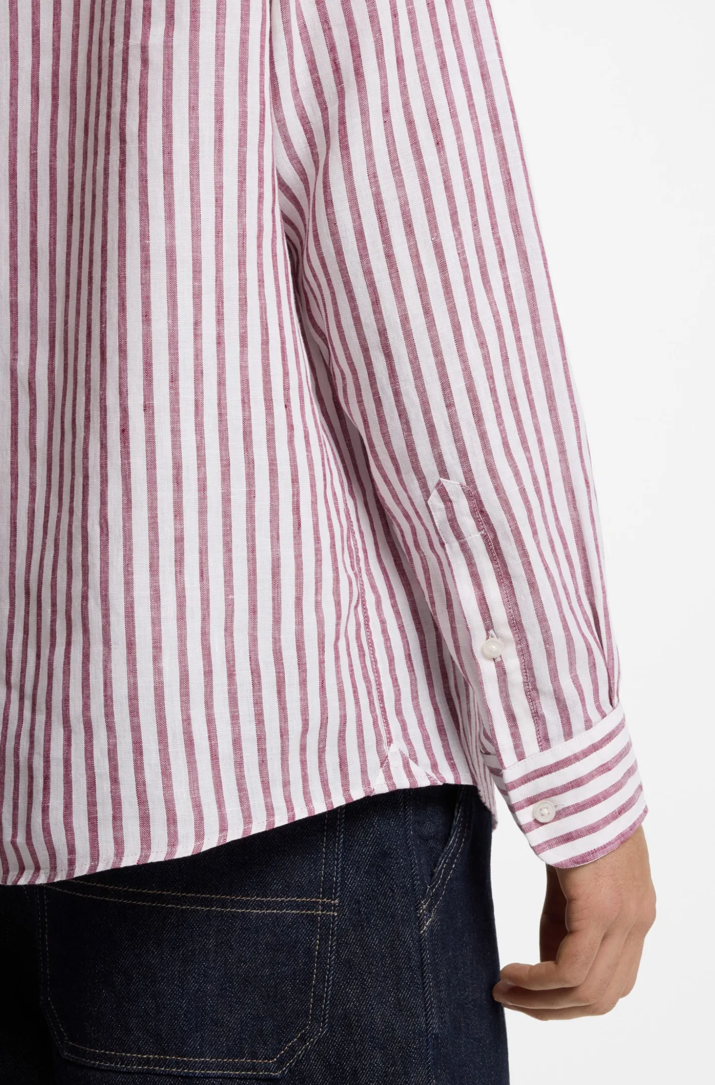 Regular-Fit Button-Down-Hemd aus Leinen mit Streifen-Dessin