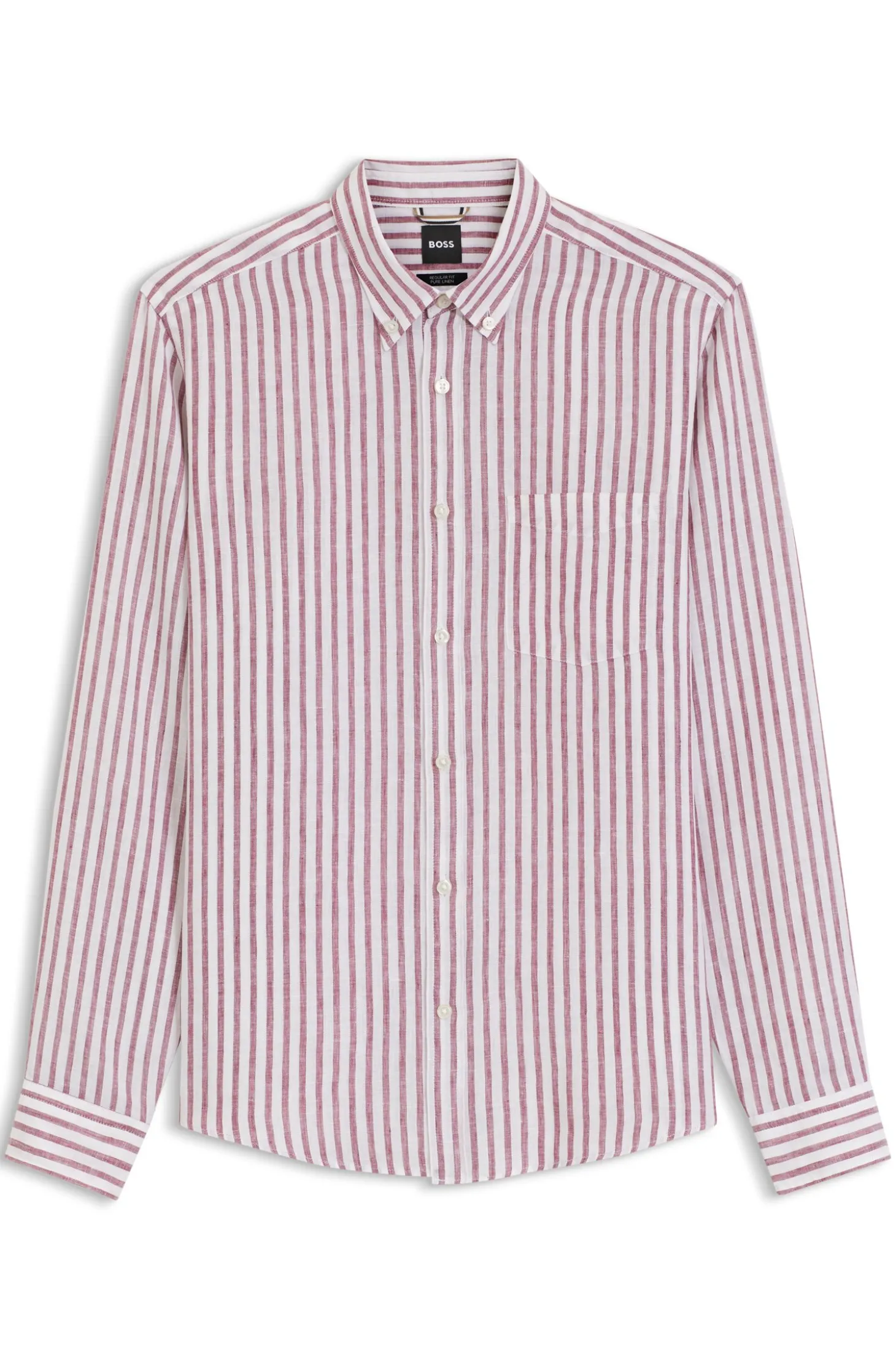 Regular-Fit Button-Down-Hemd aus Leinen mit Streifen-Dessin