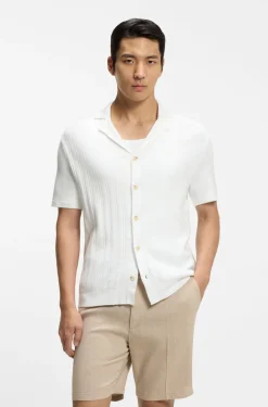 Regular-Fit Cardigan aus Baumwolle mit Streifen-Dessin