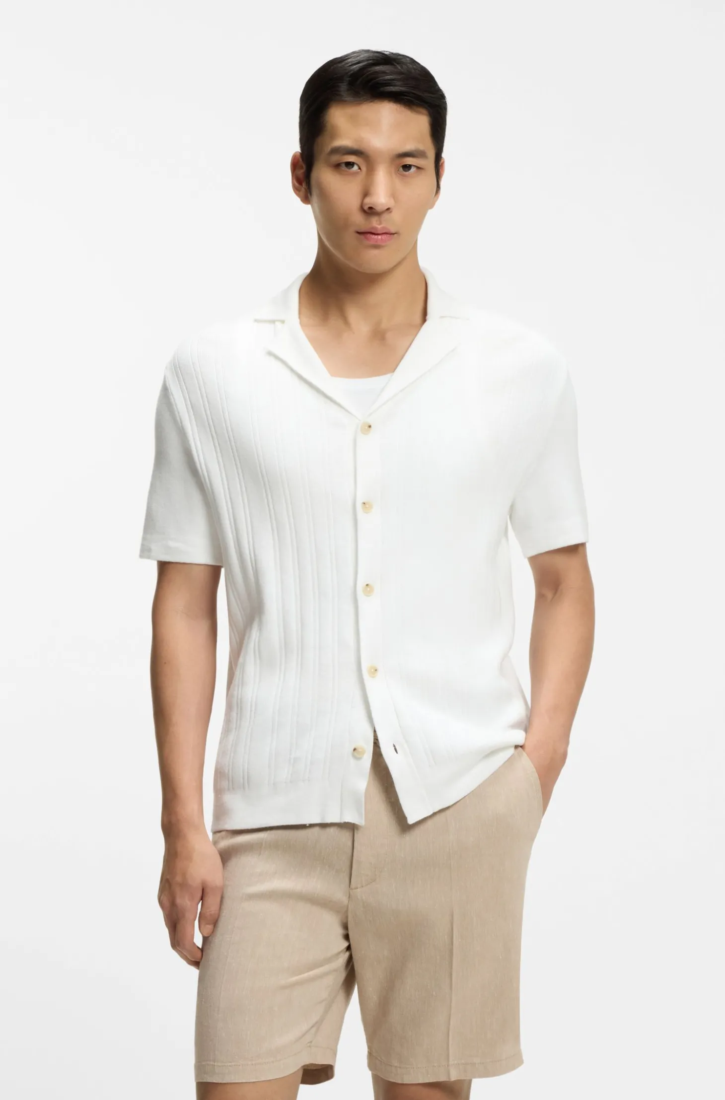 Regular-Fit Cardigan aus Baumwolle mit Streifen-Dessin