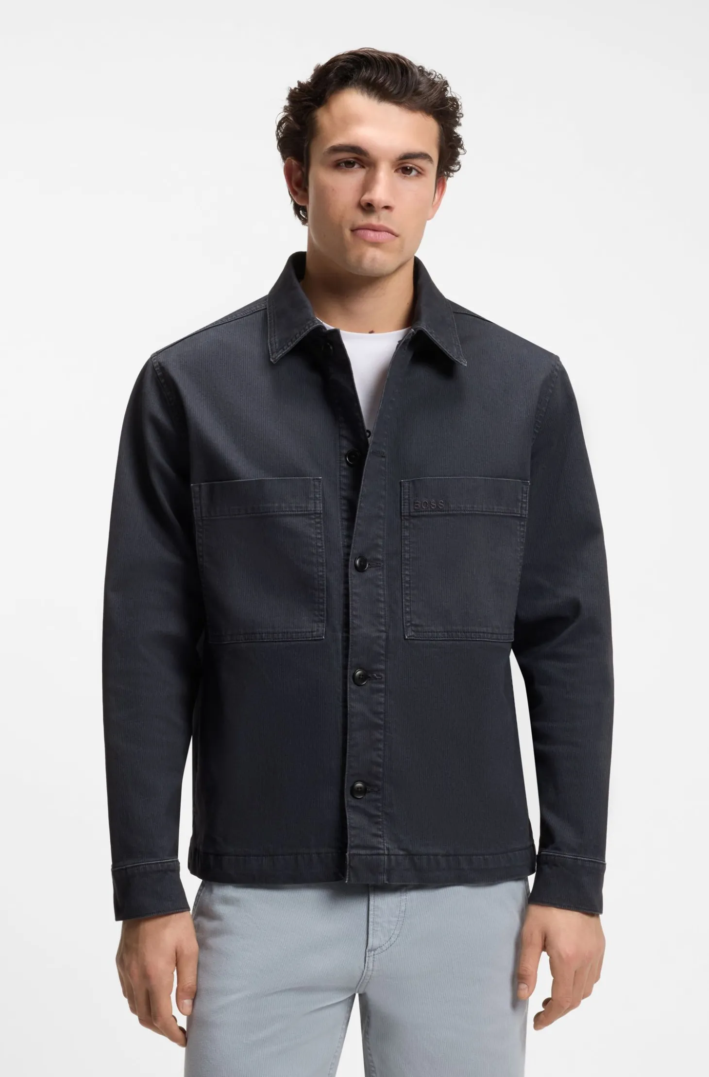 Regular-Fit Denim-Hemd aus Stretch-Baumwolle