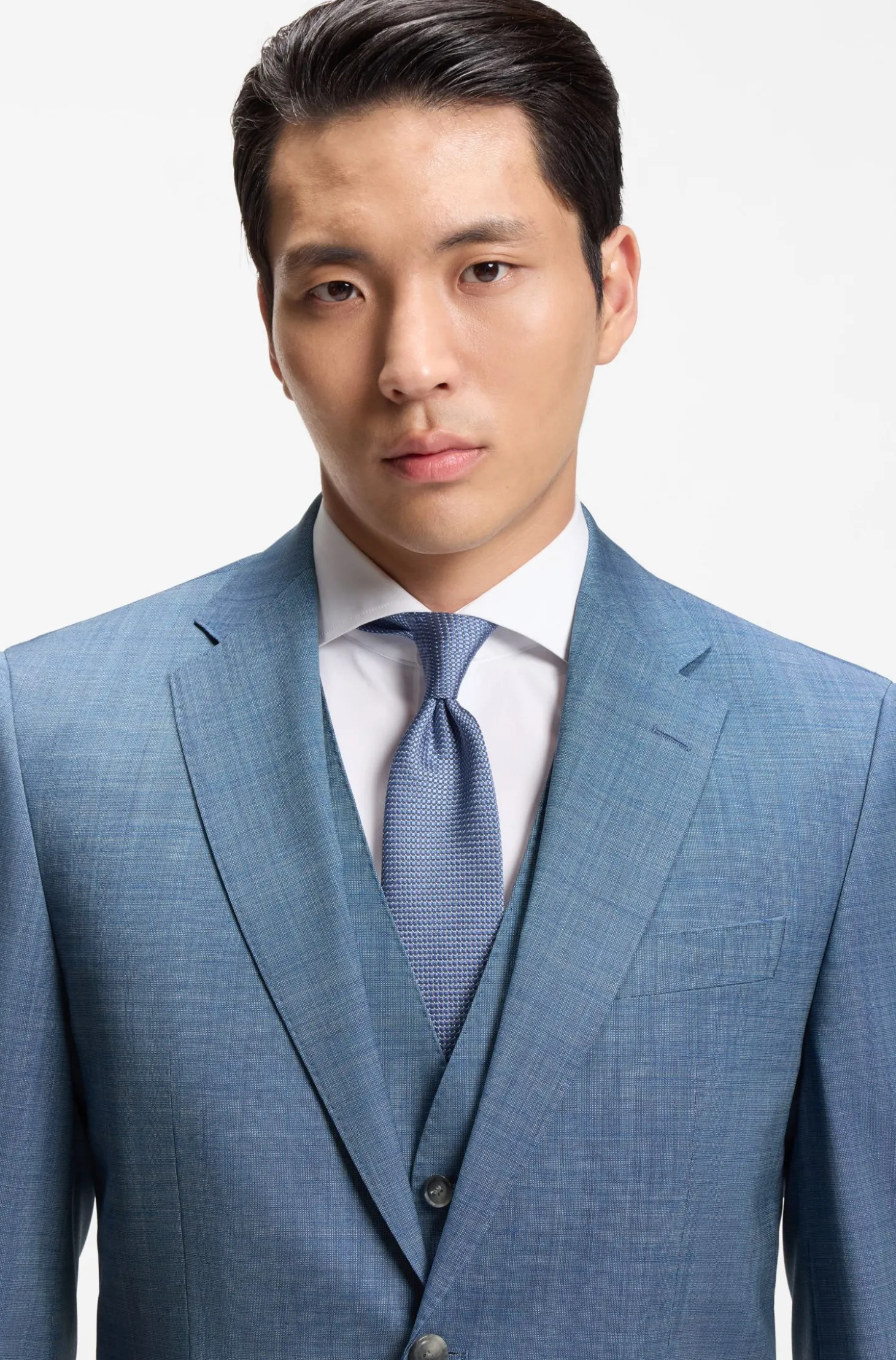 Regular-Fit Dreiteiler aus gemusterter Schurwolle