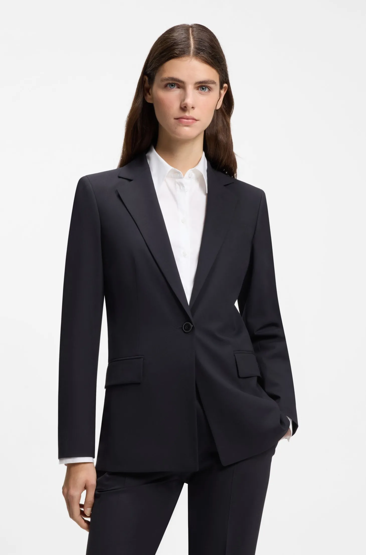 Regular-Fit Ein-Knopf-Blazer aus Stretch-Flanell