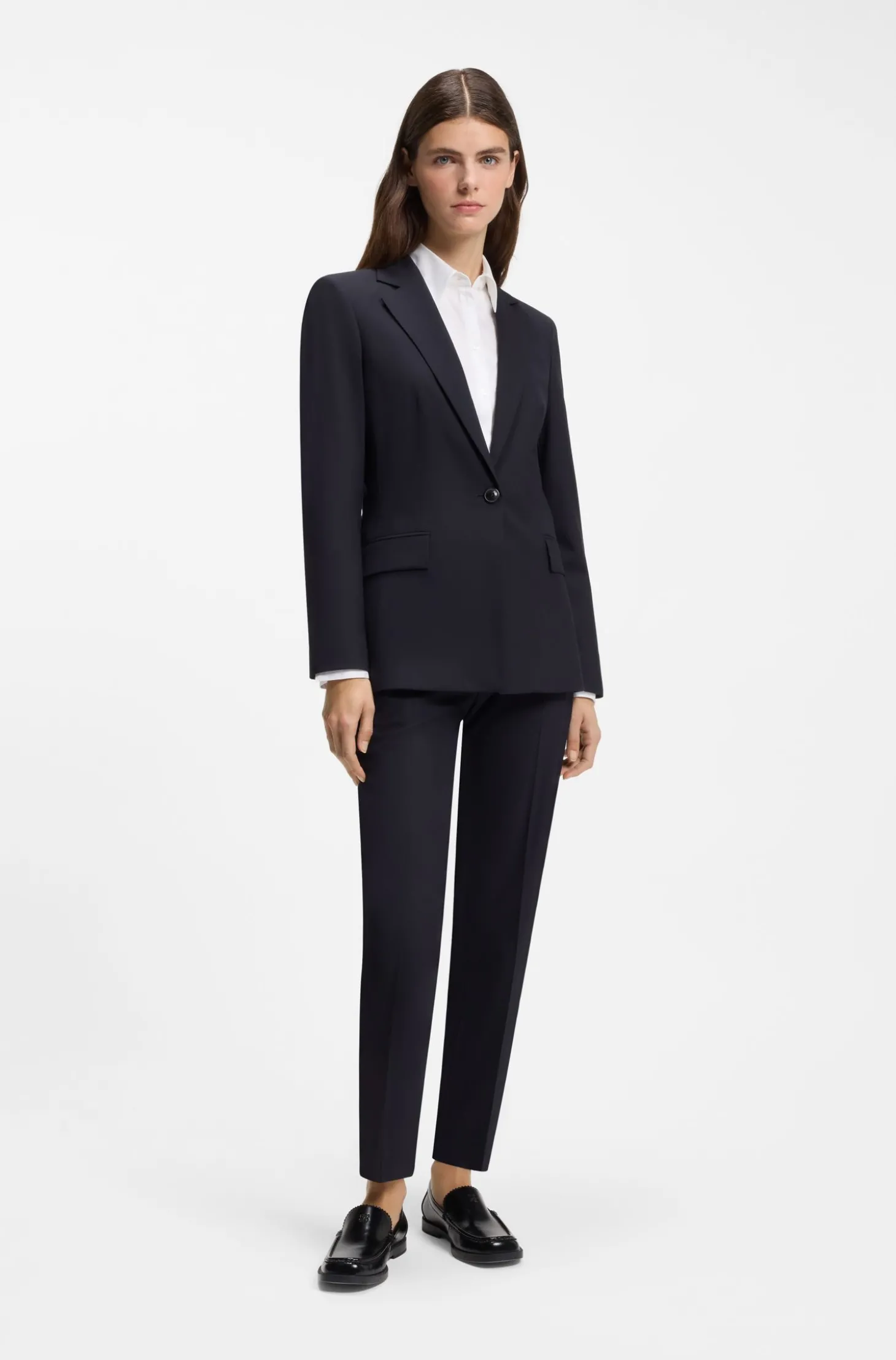 Regular-Fit Ein-Knopf-Blazer aus Stretch-Flanell