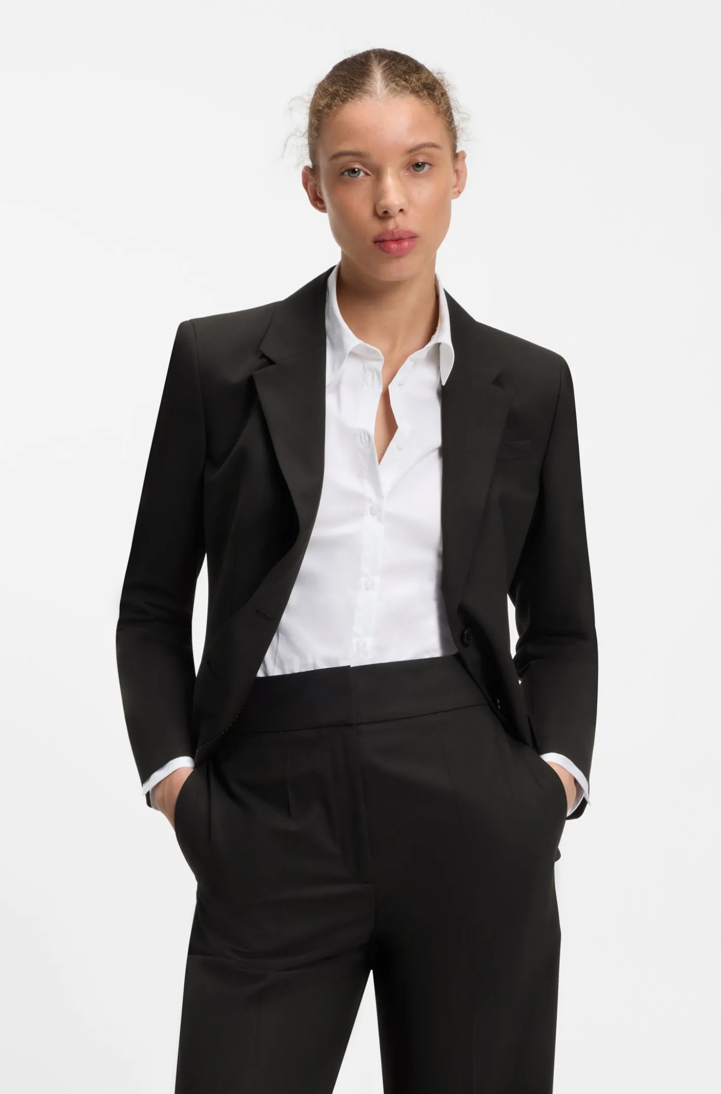 Regular-Fit Ein-Knopf-Blazer aus Stretch-Flanell