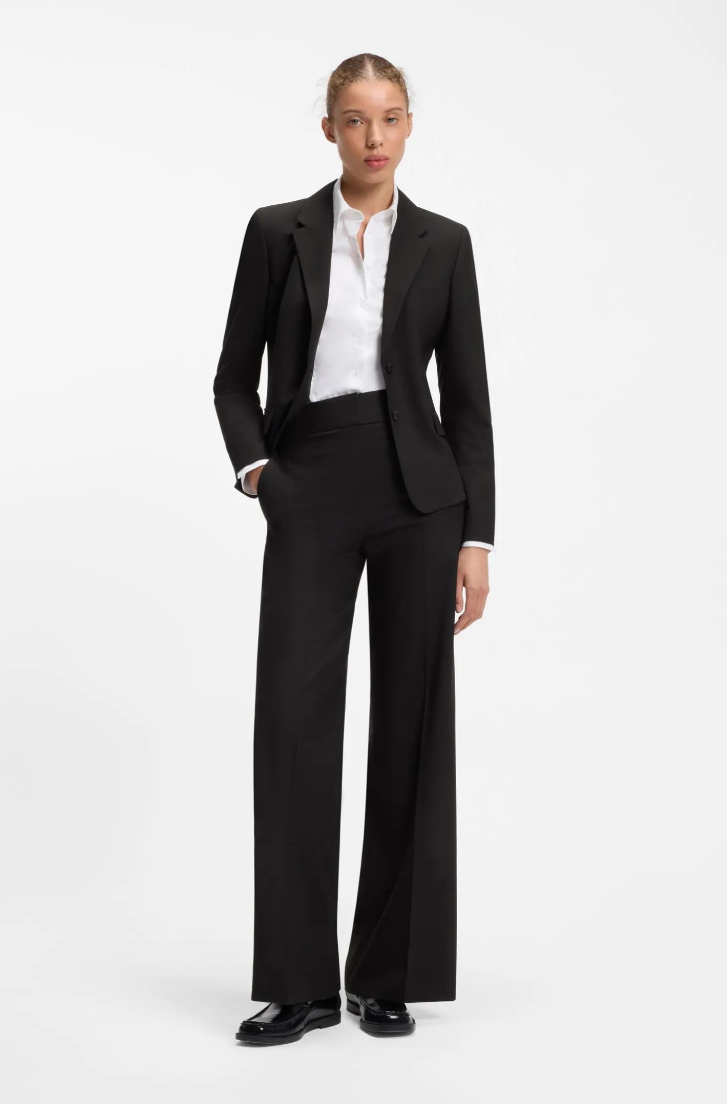 Regular-Fit Ein-Knopf-Blazer aus Stretch-Flanell