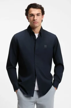 Regular-Fit Hemd aus Baumwoll-Twill mit Button-Down-Kragen