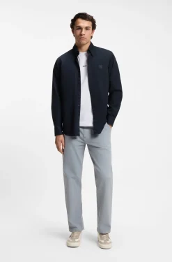 Regular-Fit Hemd aus Baumwoll-Twill mit Button-Down-Kragen